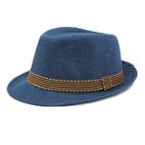 Blue British Jazz Straw Hat 藍色英倫爵士草編帽 KCHT2394