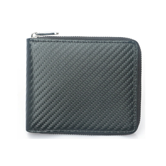 Black Genuine Leather RFID Zipper Wallet 黑色真皮 RFID 拉鍊錢包 CH19039