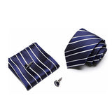 Blue Tie, Pocket Square, Cufflinks 3 Pieces Gift Set 藍色領帶口袋巾袖扣3件套裝 KCBT2339