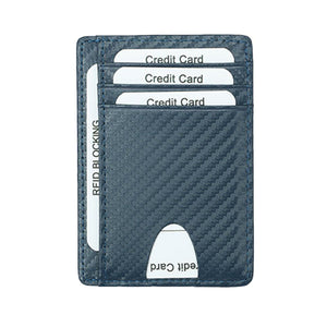 Blue Grained Leather RFID Card Holder 藍色真牛皮RFID安全防盜信用卡套 CH19040