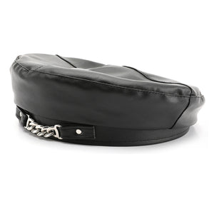Korean Style Black Solid Leather Beret Hat 韓式黑色純色皮質貝雷帽 KCHT2422