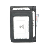 Black Grained Leather RFID Card Holder with AirTag Holder 黑色真牛皮RFID安全防盜信用卡套AirTag追踪器位 CH19048