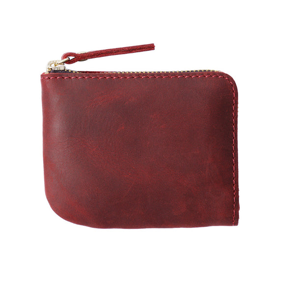 Wine Red Grained Leather Card Holder 酒紅色真牛皮信用卡套 CH19055