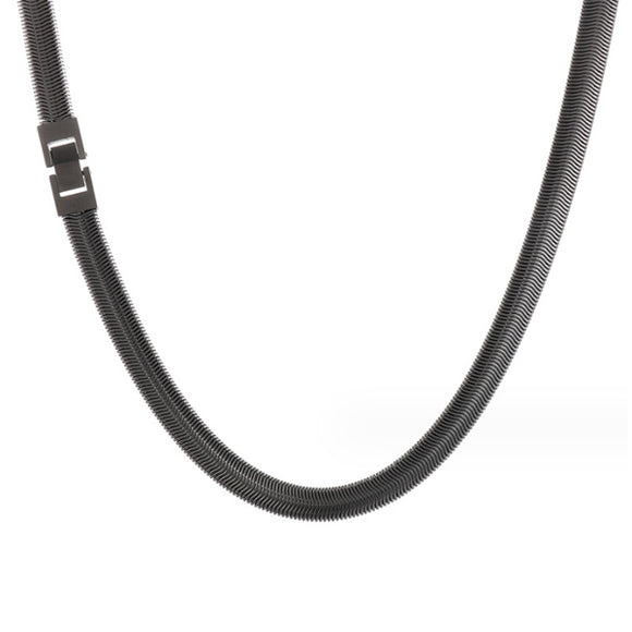Black Stainless Steel Snake Chain Necklace (Circumference 60cm) 黑色不銹鋼蛇骨鏈項鍊 (鍊長 60cm) KJPE17057