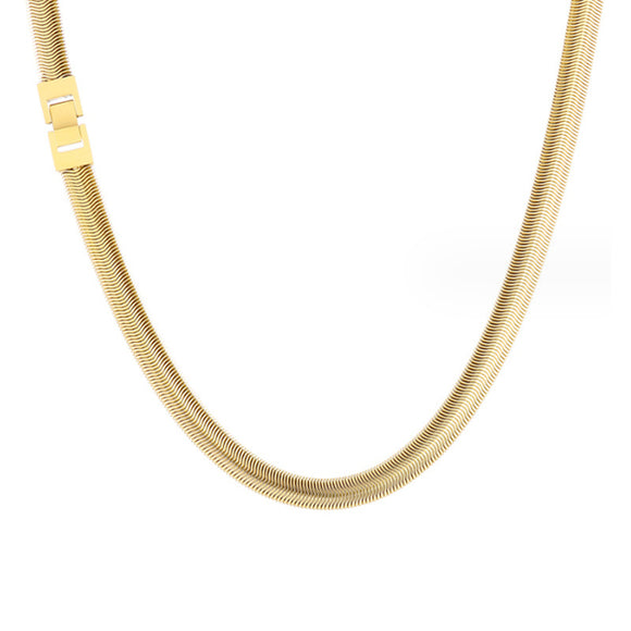 Gold Stainless Steel Snake Chain Necklace (Circumference 60cm) 金色不銹鋼蛇骨鏈項鍊 (鍊長 60cm) KJPE17059