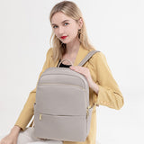 Laptop Grey Backpack for Women, 14 Inch Computer Business Stylish Grey Backpacks 女士筆記本電腦灰色背包，14 英寸電腦商務時尚灰色背包 KCBAG2253