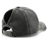 Vintage Washed Black Adjustable Baseball Cap 復古水洗黑色可調節棒球帽 KCHT2410