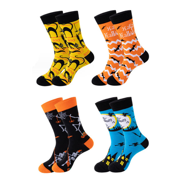 4 Pairs Halloween Printed Soft Cotton Socks Set 4 雙萬聖節印花柔軟棉襪套裝（均碼）HS202075-078