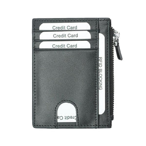 Black Grained Leather RFID Card Holder 黑色真牛皮RFID安全防盜信用卡套 CH19010