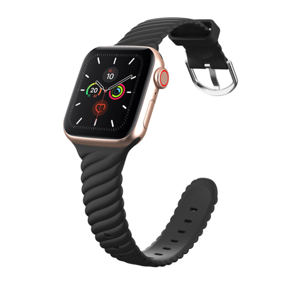 Black Silicone Woven Texture Apple Watch Band 38MM / 40MM, 42MM / 44MM (for small wrist) 黑色矽膠編織紋理 Apple 38MM / 40MM , 42MM / 44MM錶帶 (適合小手腕) (KCWATCH1094)