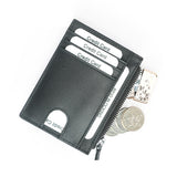 Black Grained Leather RFID Card Holder 黑色真牛皮RFID安全防盜信用卡套 CH19010