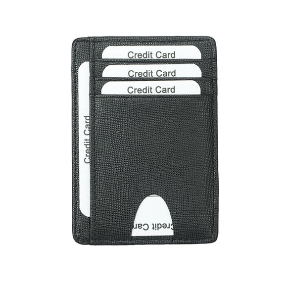 Black Grained Leather RFID Card Holder 黑色真牛皮RFID安全防盜信用卡套 CH19011