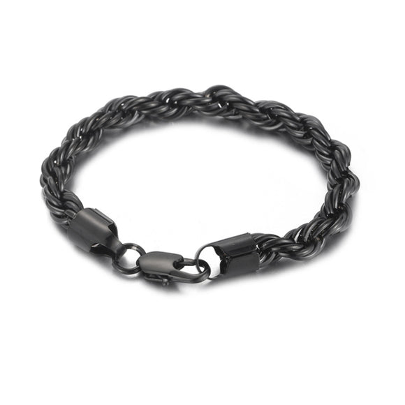 Black Titanium Steel Bracelet (Circumference 22cm) 黑色鈦鋼手鍊 (鍊長 22cm) KJBR16110