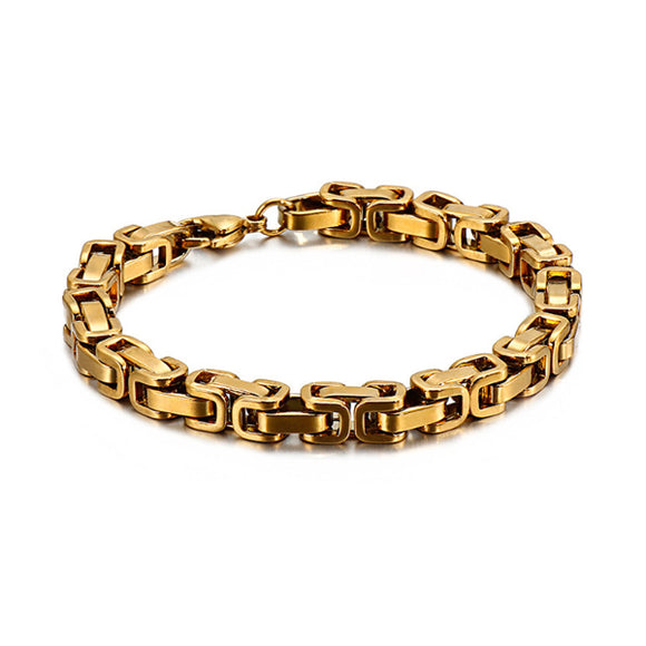Gold Titanium Steel Regal Bracelet (Circumference 20cm) 金色鈦鋼帝王手鍊 (鍊長 20cm) KJBR16114