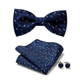Blue Tie, Pocket Square, Cufflinks, Bow Tie 4 Pieces Gift Set 藍色領帶口袋巾袖扣領結4件套裝 KCBT2121