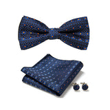 Blue Tie, Pocket Square, Cufflinks, Bow Tie 4 Pieces Gift Set 藍色領帶口袋巾袖扣領結4件套裝 KCBT2122