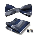 Blue Tie, Pocket Square, Cufflinks, Bow Tie 4 Pieces Gift Set 藍色領帶口袋巾袖扣領結4件套裝 KCBT2123
