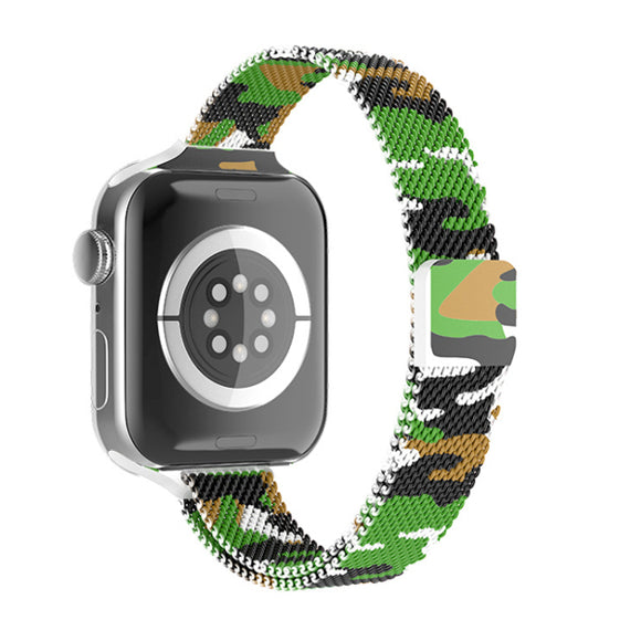Camo Green Stainless Steel Apple Watch Band 38MM, 42MM (for small wrist) 迷彩綠不銹鋼 Apple 38MM, 42MM 錶帶 (適合小手腕) (KCWATCH1128)