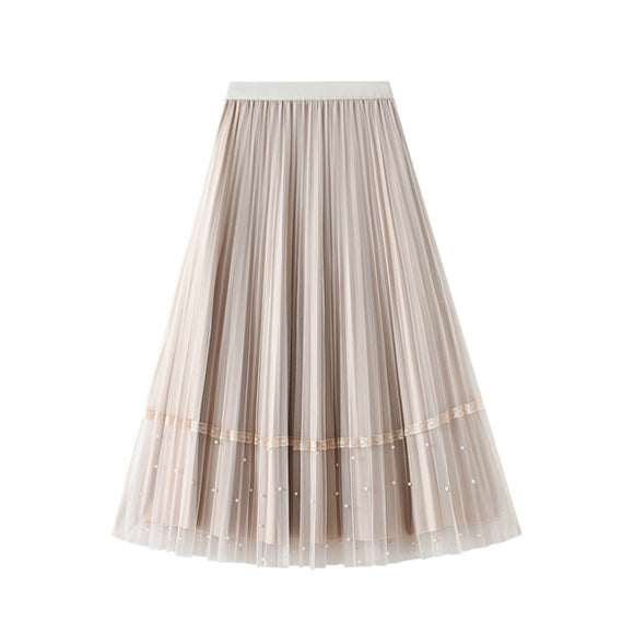 Two-Sided Beaded Mesh Maxi Skirt 兩面穿釘珠網紗半身長裙 (KCCLSP2128)