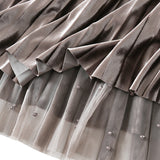 Two-Sided Beaded Mesh Maxi Skirt 兩面穿釘珠網紗半身長裙 (KCCLSP2129)