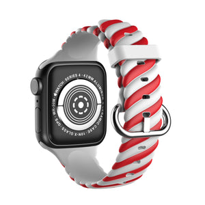 Red White Silicone Woven Texture Apple Watch Band (for small wrist) 紅白色矽膠編織紋理 Apple 錶帶 (適合小手腕) (KCWATCH1131)