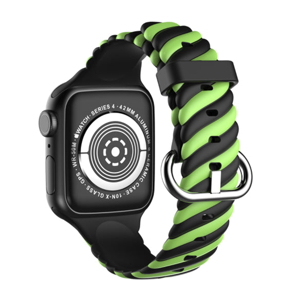 Fluorescent Green Black Silicone Woven Texture Apple Watch Band (for small wrist) 螢光綠黑色矽膠編織紋理 Apple 錶帶 (適合小手腕) (KCWATCH1132)