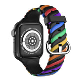 Rainbow Black Silicone Woven Texture Apple Watch Band (for small wrist) 彩虹黑色矽膠編織紋理 Apple 錶帶 (適合小手腕) (KCWATCH1134)