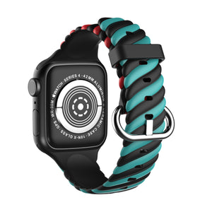 Green Black Silicone Woven Texture Apple Watch Band (for small wrist) 綠黑色矽膠編織紋理 Apple 錶帶 (適合小手腕) (KCWATCH1136)
