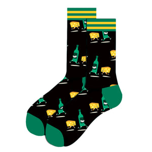 Bottle and Cheese Pattern Cozy Socks (One Size) 瓶子奶酪圖案舒適襪子 (均碼) HS202013