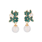 Classical Floral Imitation Jade Earrings 古典花卉仿玉耳環 KJEA20143