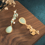 Imitation Jade Flower Branch Vintage Earrings 仿玉花枝復古耳環 (KJEA20144)