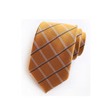 Brown Tie, Pocket Square, Cufflinks, Tie Clip 4 Pieces Gift Set 棕色領帶口袋巾袖扣領帶夾4件套裝 (KCBT2147)