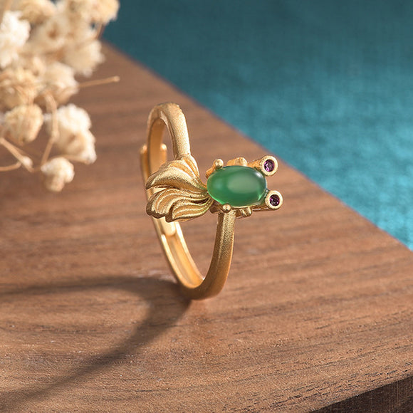 Carp Imitation Jade Open Ring (Adjustable) 鯉魚仿玉開口戒指 (可調節) KJEA20147