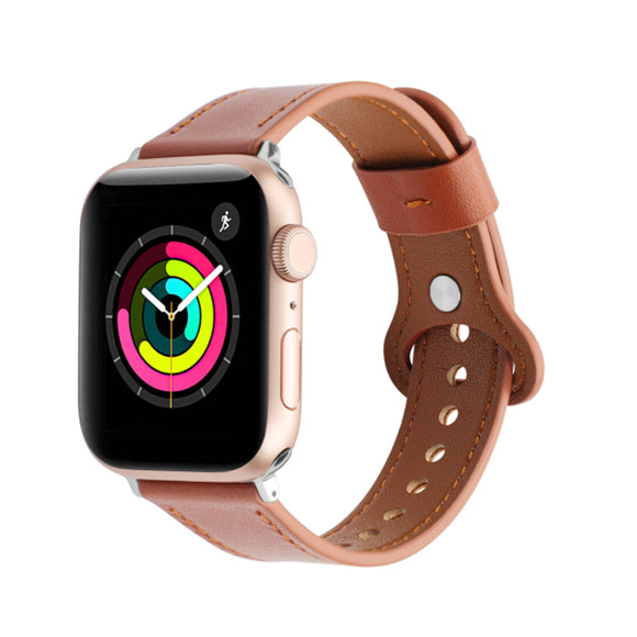 Brown Genuine Leather Apple Watch Band 棕色真皮Apple 錶帶 (KCWATCH1148)