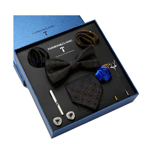 Bow Tie, Pocket Square, Brooch, Tie Clip 8 Pieces Gift Set 領結口袋巾胸針領帶夾8件套裝 KCBT2151