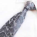 Silver Tie, Pocket Square, Cufflinks, Tie Clip 4 Pieces Gift Set 銀色領帶口袋巾袖扣領帶夾4件套裝 (KCBT2154)