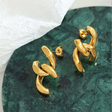 Gold Chain Stitching Earrings 金色鏈條拼接耳環 KJEA20157