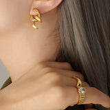 Gold Chain Stitching Earrings 金色鏈條拼接耳環 KJEA20157