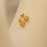 Lovely Gold Rose Flower Earrings 可愛金玫瑰花朵耳環 (KJEA20158)