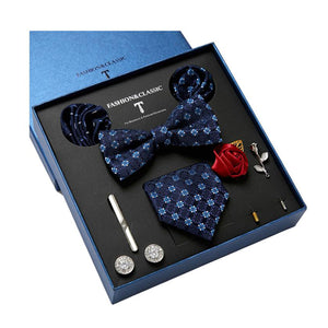 Bow Tie, Pocket Square, Brooch, Tie Clip 8 Pieces Gift Set 領結口袋巾胸針領帶夾8件套裝 (KCBT2176)