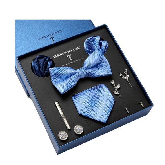 Bow Tie, Pocket Square, Brooch, Tie Clip 8 Pieces Gift Set 領結口袋巾胸針領帶夾8件套裝 (KCBT2178)