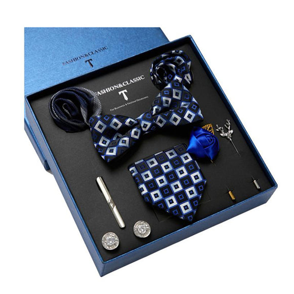 Bow Tie, Pocket Square, Brooch, Tie Clip 8 Pieces Gift Set 領結口袋巾胸針領帶夾8件套裝 (KCBT2179)