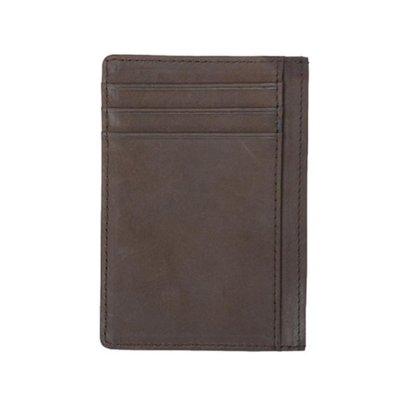 Brown Grained Leather RFID Card Holder 棕色真牛皮RFID安全防盜信用卡套 CH19018