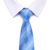 Blue Tie, Pocket Square, Cufflinks, Tie Clip 4 Pieces Gift Set 藍色領帶口袋巾袖扣領帶夾4件套裝 (KCBT2181)