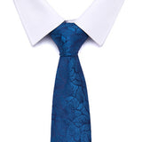 Blue Tie, Pocket Square, Cufflinks, Tie Clip 4 Pieces Gift Set 藍色領帶口袋巾袖扣領帶夾4件套裝 (KCBT2182)