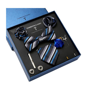 Bow Tie, Pocket Square, Brooch, Tie Clip 8 Pieces Gift Set 領結口袋巾胸針領帶夾8件套裝 (KCBT2183)