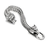 Stainless Steel Viking Wolf Head Bracelet (Circumference 21cm) 不銹鋼維京狼頭手鍊 (鍊長 21cm)