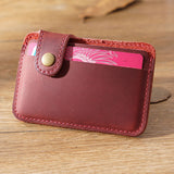 Red Grained Leather Card Holder 紅色真牛皮信用卡套 CH19019