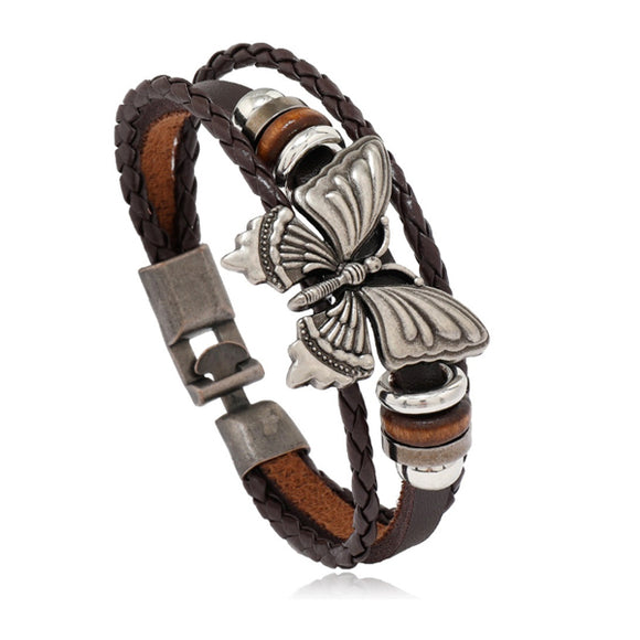 Braided Butterfly Leather Bracelet (Circumference 21.5cm) 蝴蝶編織皮革手鍊 (鍊長 21.5cm) (KJBR16196)