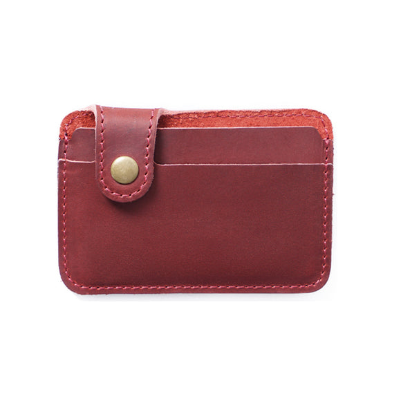 Red Grained Leather Card Holder 紅色真牛皮信用卡套 CH19019